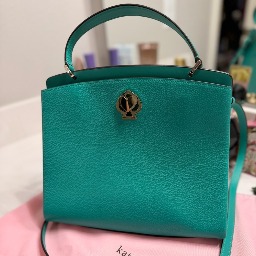 Kate Spade Teal Leather Handbag with Gold Accent